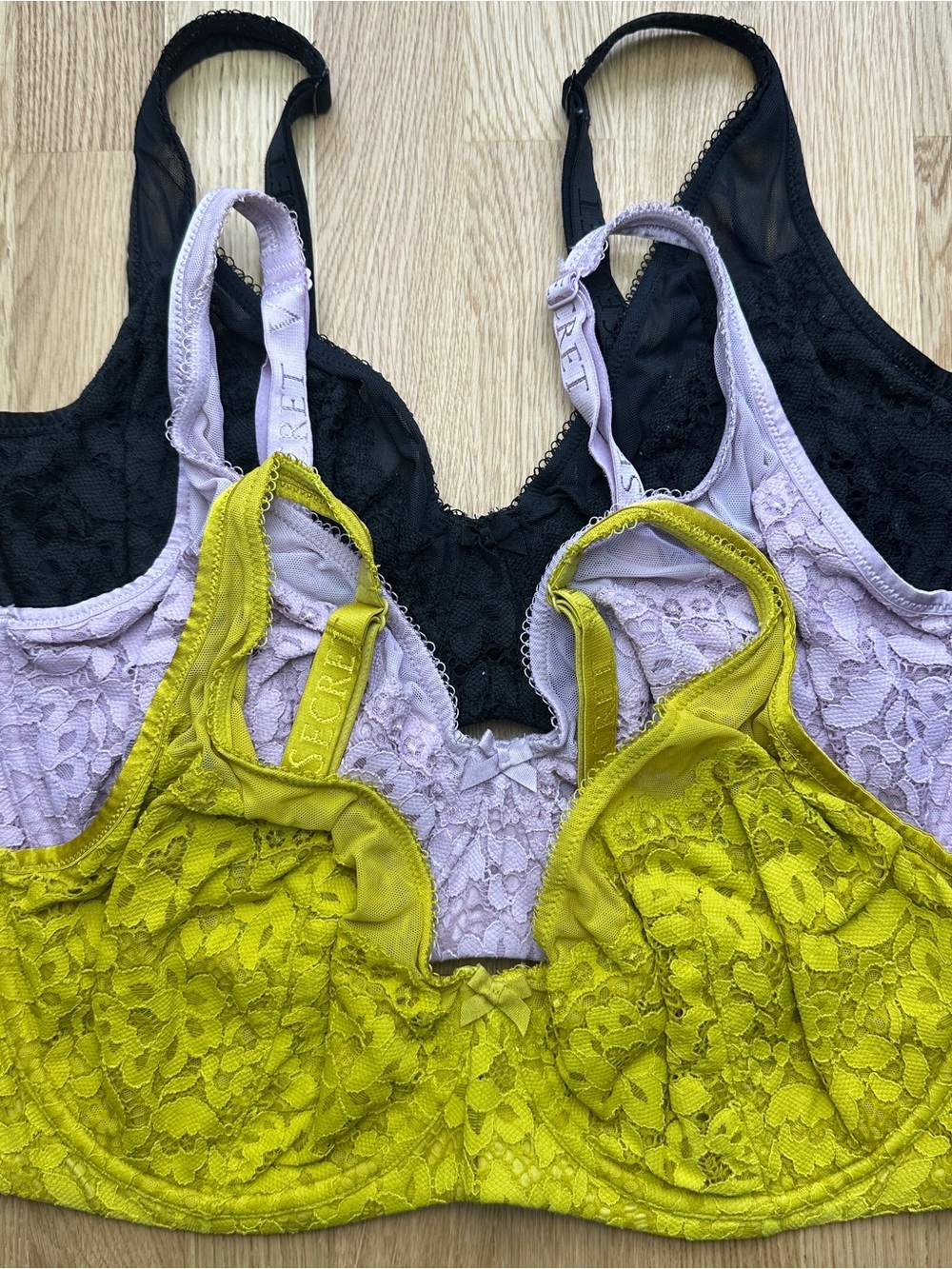 Victoria's Secret Lace Bra Bundle - Yellow, Lilac, Black